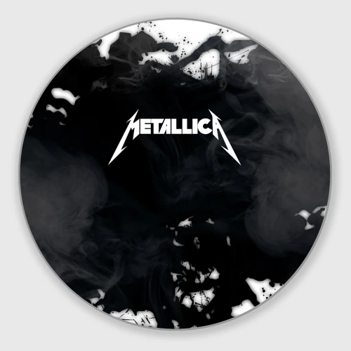 Круглый коврик для мышки Metallica black white smoke 