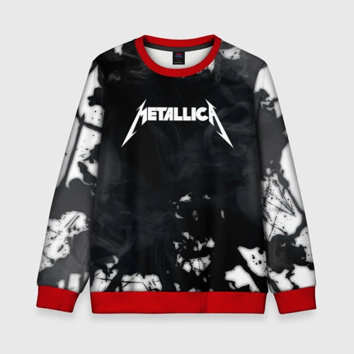 Детский свитшот 3D Metallica black white smoke 
