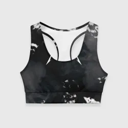 Женский спортивный топ 3D Metallica black white smoke 