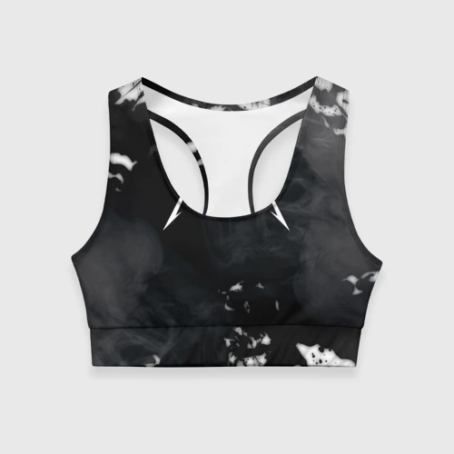 Женский спортивный топ 3D Metallica black white smoke