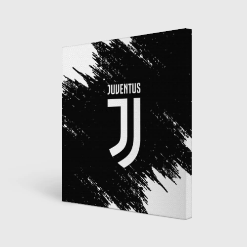 Холст квадратный Juventus black white брызги краски