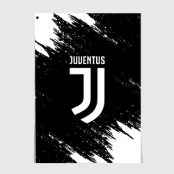 Постер Juventus black white брызги краски