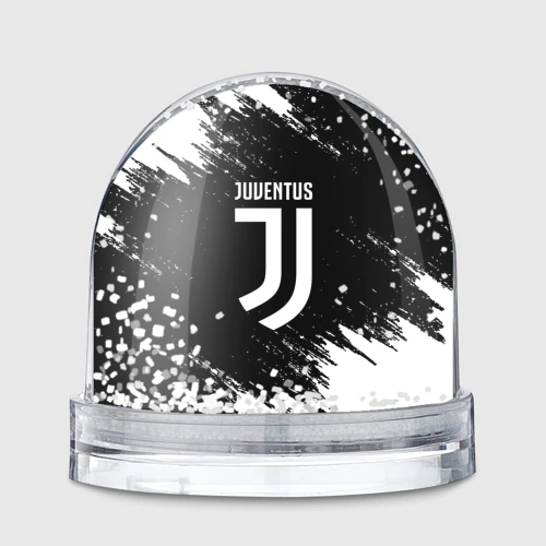 Игрушка Снежный шар Juventus black white брызги краски