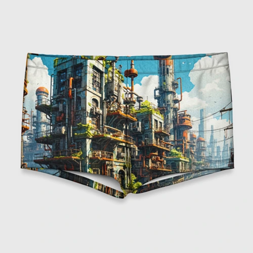 Мужские купальные плавки 3D Газоблок 4030