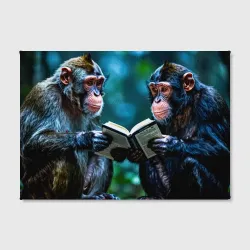 Холст прямоугольный Обезьяна читает книгу - фото 2