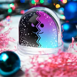 Игрушка Снежный шар Geometry Dash neon smile  - фото 2