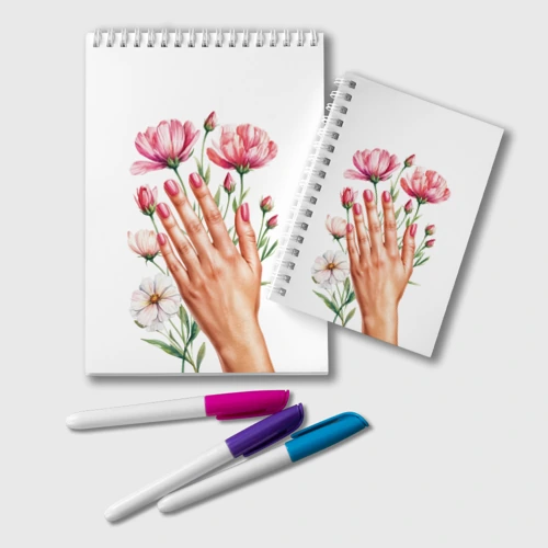Блокнот Ладонь в цветах