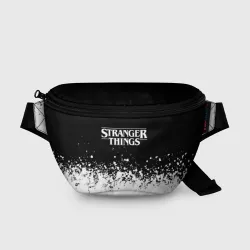 Поясная сумка 3D Stranger Things чёрно-белые брызги краски