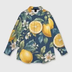 Мужская рубашка oversize 3D Лимоны в цветах 