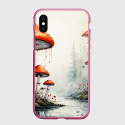 Чехол для iPhone XS Max матовый Гриб под дождём
