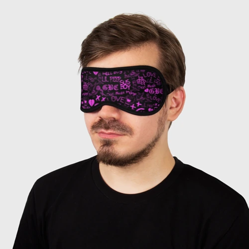 Маска для сна 3D с принтом Lil Peep pink logobombing, вид сбоку #3