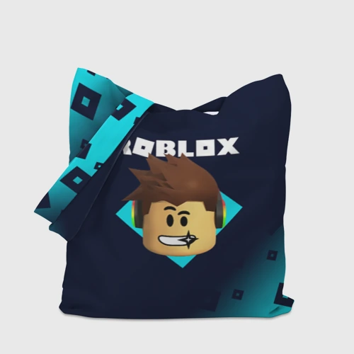 Шоппер 3D с принтом Roblox неоновый блок с героем игры, вид сбоку #3