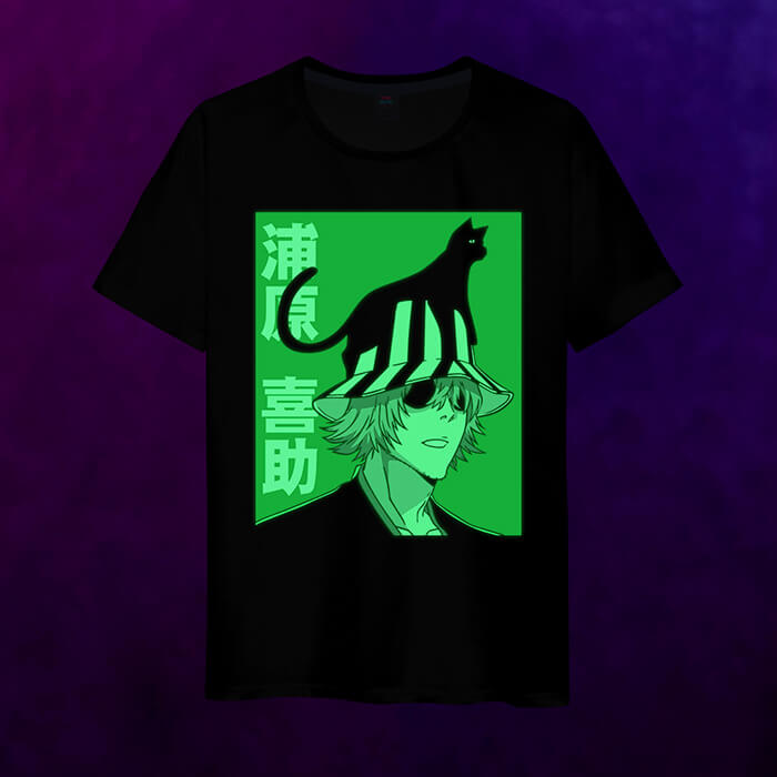 Светящаяся мужская футболка Урахара Кисукэ с котиком - фото 2