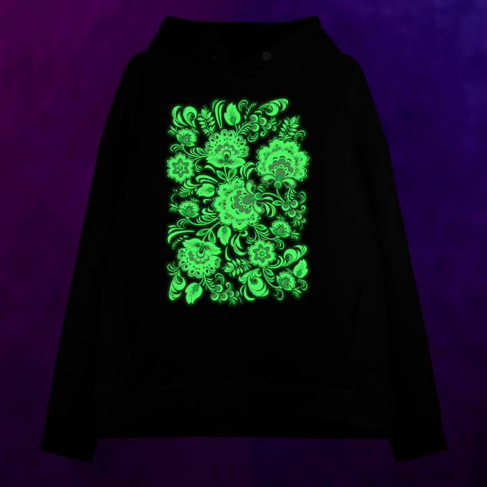 Женское светящееся худи Русский узор - хохлома - фото 2