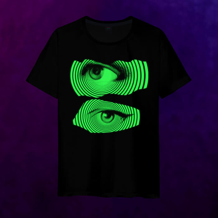 Светящаяся мужская футболка Lime eyes are an illusion, цвет черный - фото 2