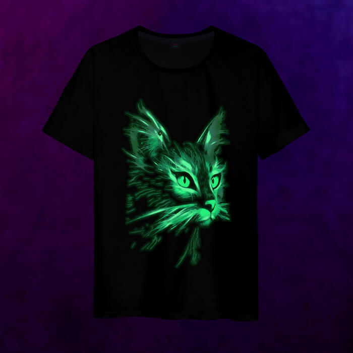 Светящаяся мужская футболка Неоновый кот - фото 2