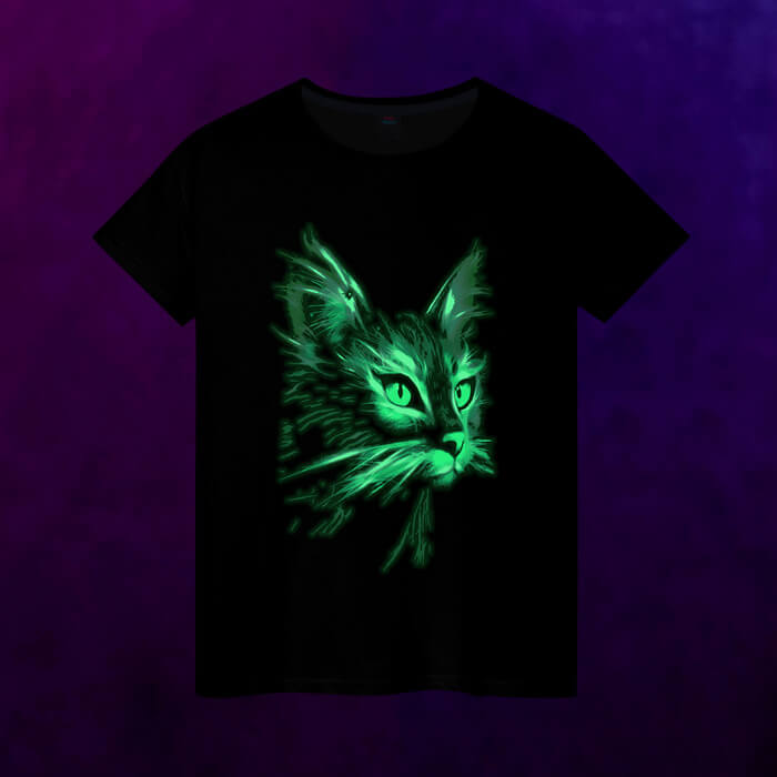 Светящаяся женская футболка Неоновый кот - фото 2