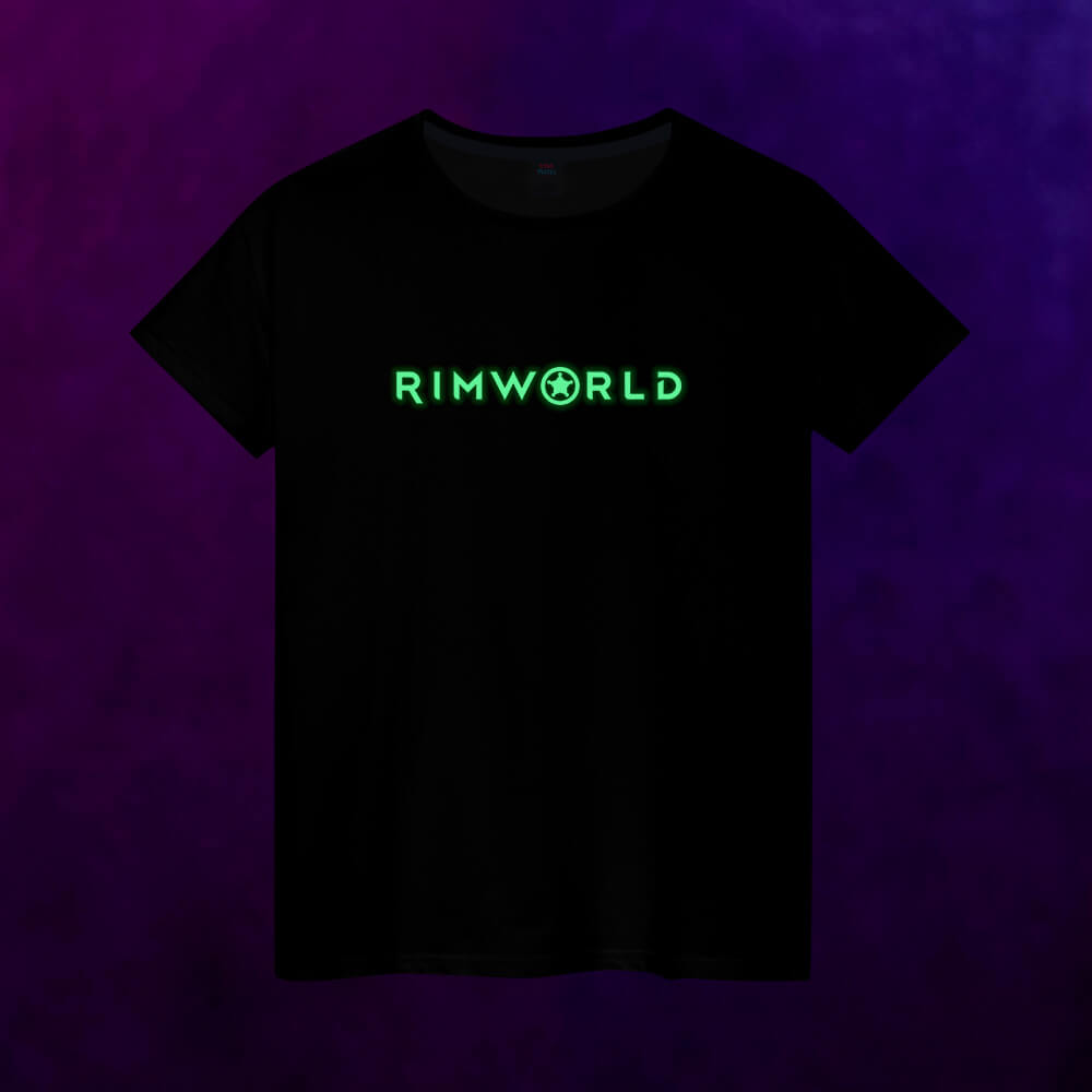 Светящаяся женская футболка RimWorld логотип - фото 2