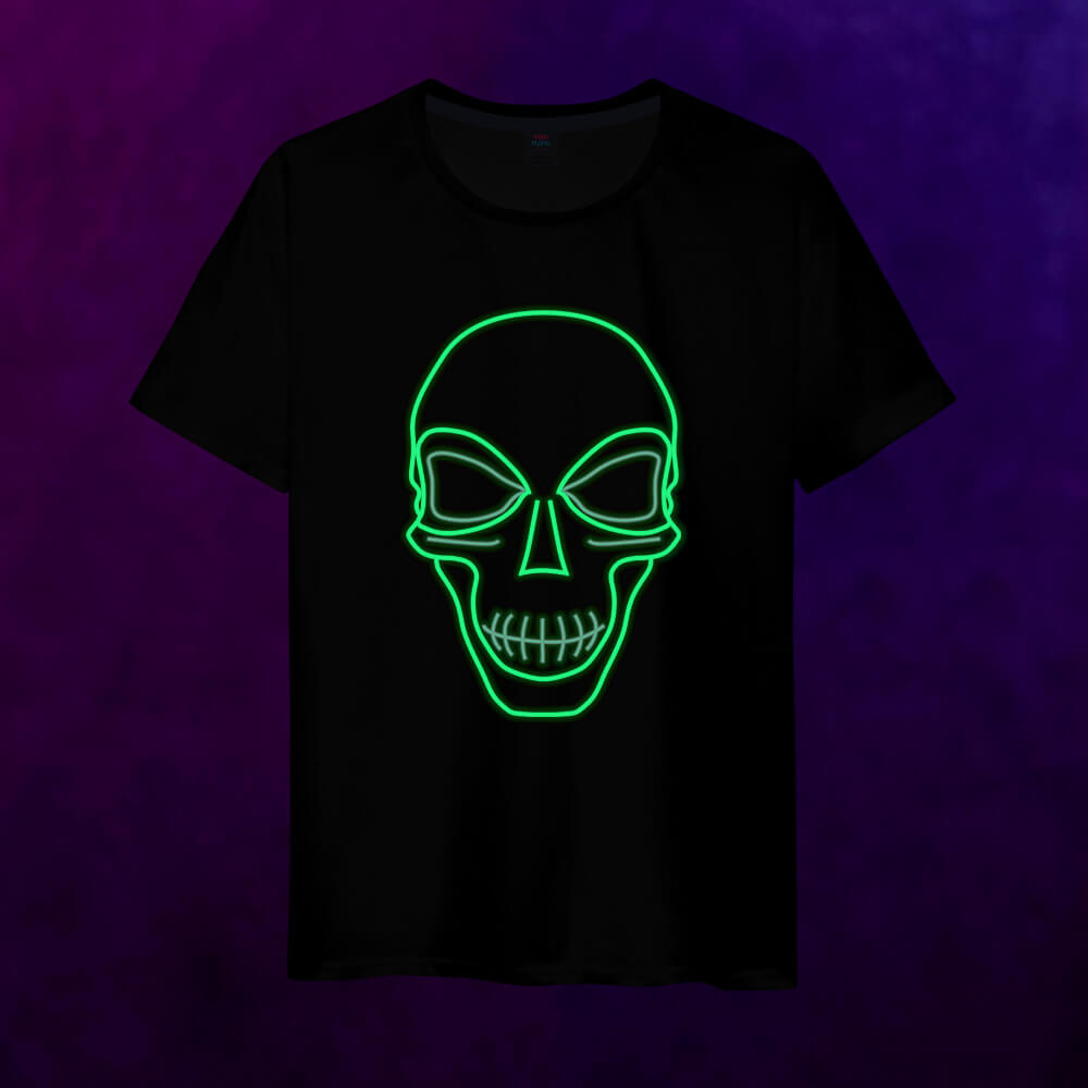 Светящаяся мужская футболка Неоновая маска Инопланетянин - фото 2