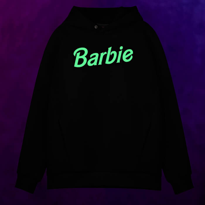 Мужское светящееся худи Logo white Barbie, цвет миндальный - фото 2