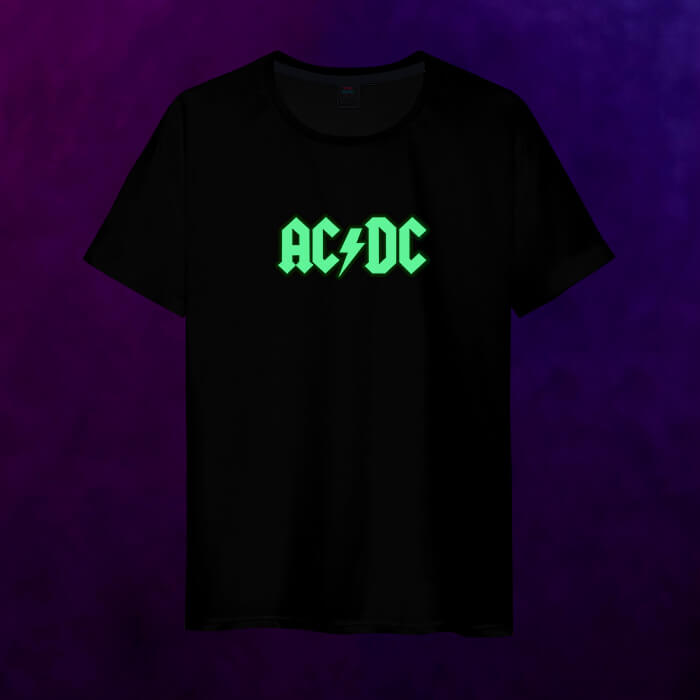 Светящаяся мужская футболка AC/DC логотип, цвет черный - фото 2