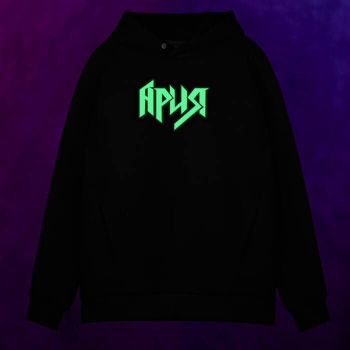 Мужское светящееся худи Ария логотип - фото 2