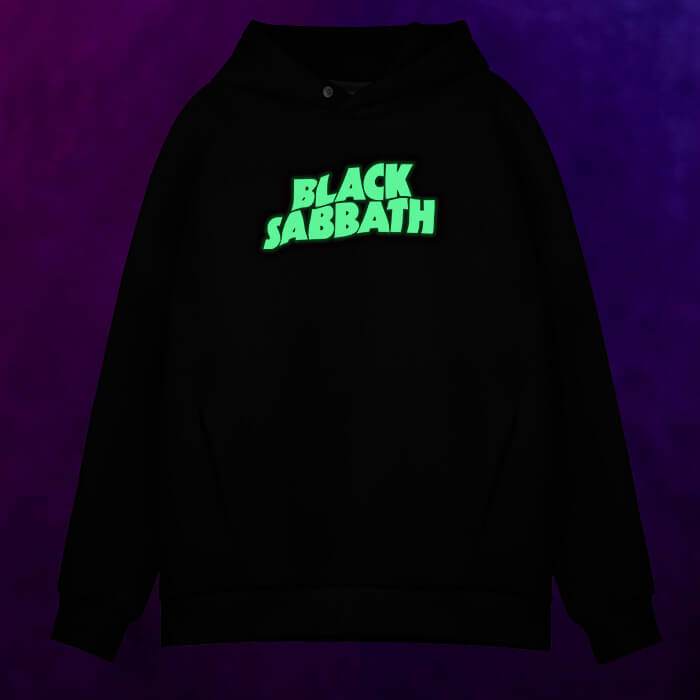 Мужское светящееся худи Black Sabbath логотип, цвет хаки - фото 2