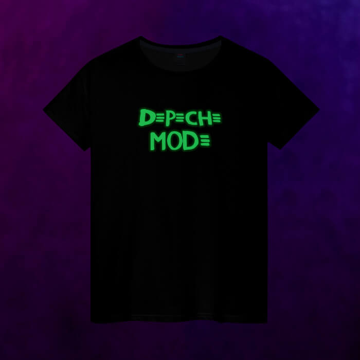 Светящаяся женская футболка Depeche Mode логотип, цвет белый - фото 2
