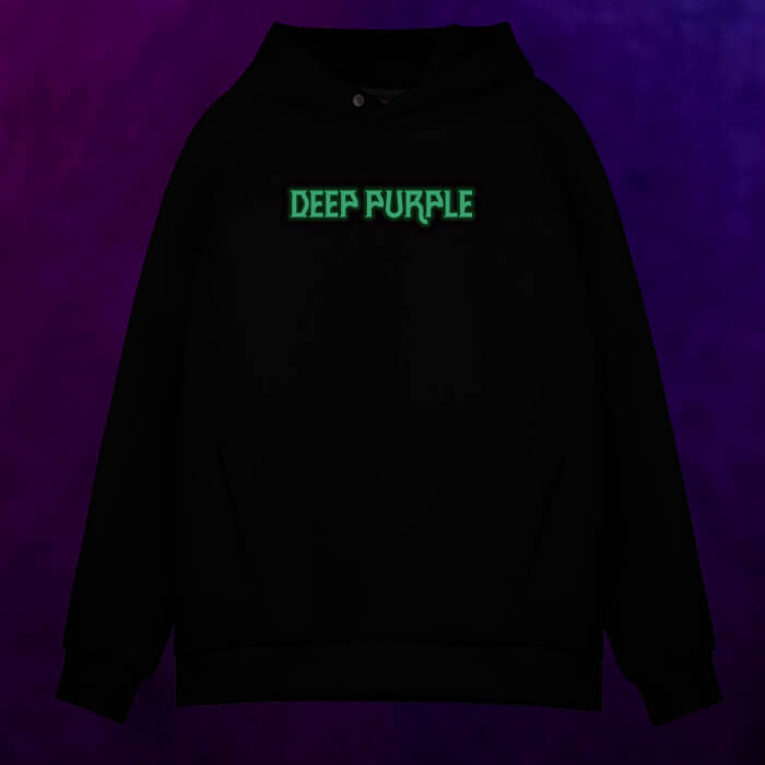 Мужское светящееся худи Deep Purple логотип, цвет белый - фото 2