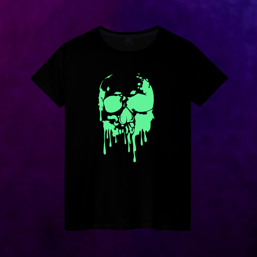 Светящаяся женская футболка Skull with streaks of paint - фото 2