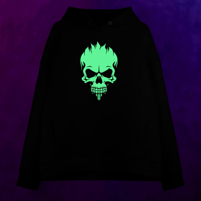 Женское светящееся худи White skull silhouette - фото 2