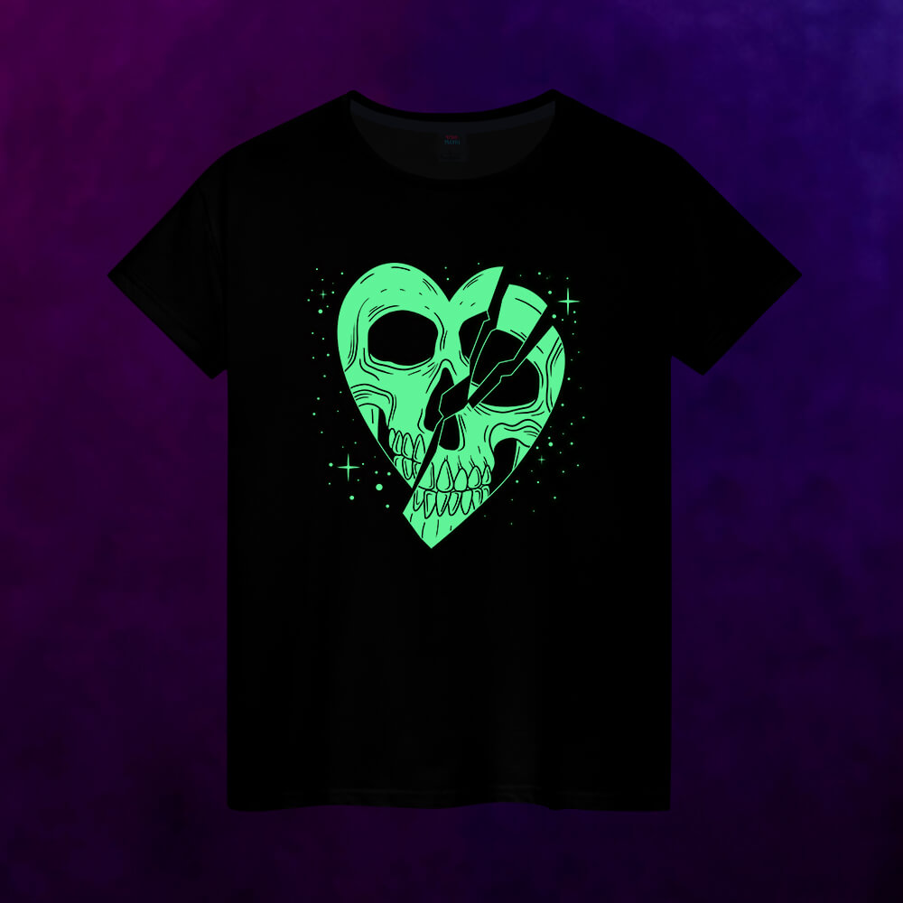 Светящаяся женская футболка Skull heart art - фото 2