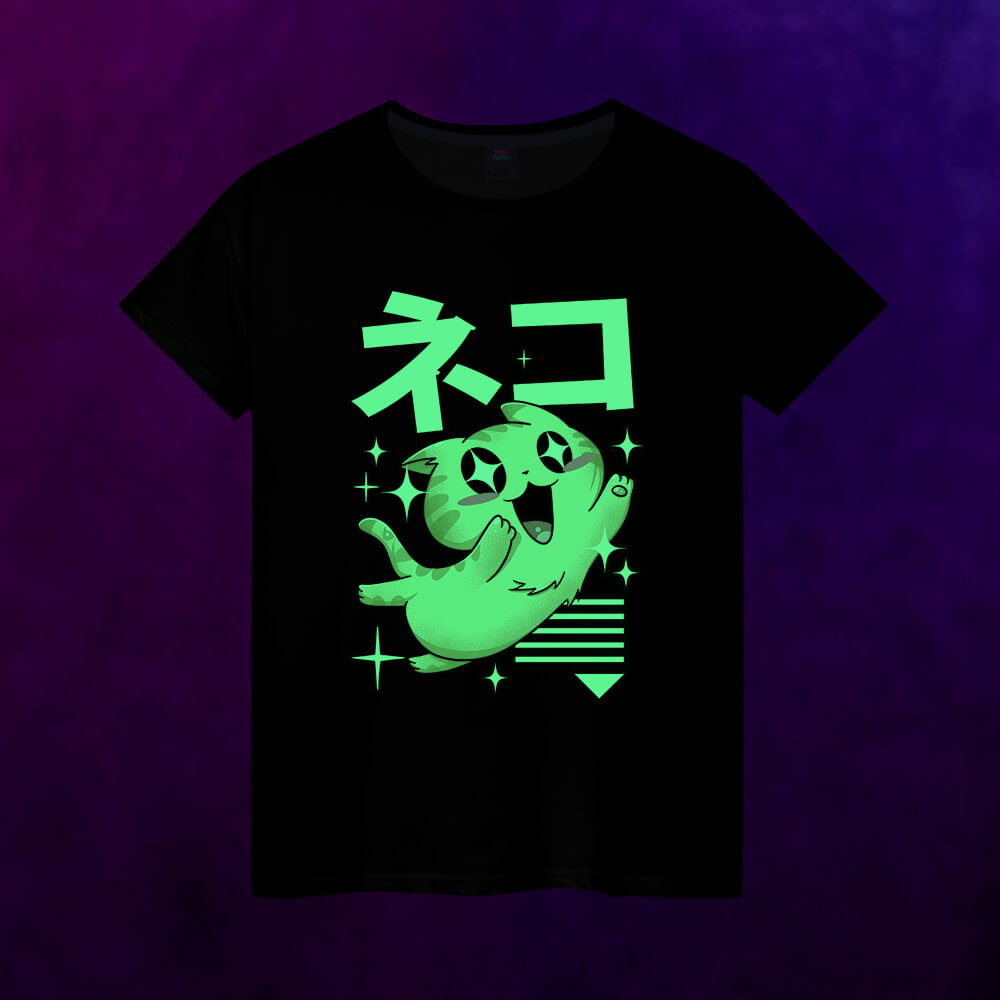 Светящаяся женская футболка Kawaii Japan cat - фото 2