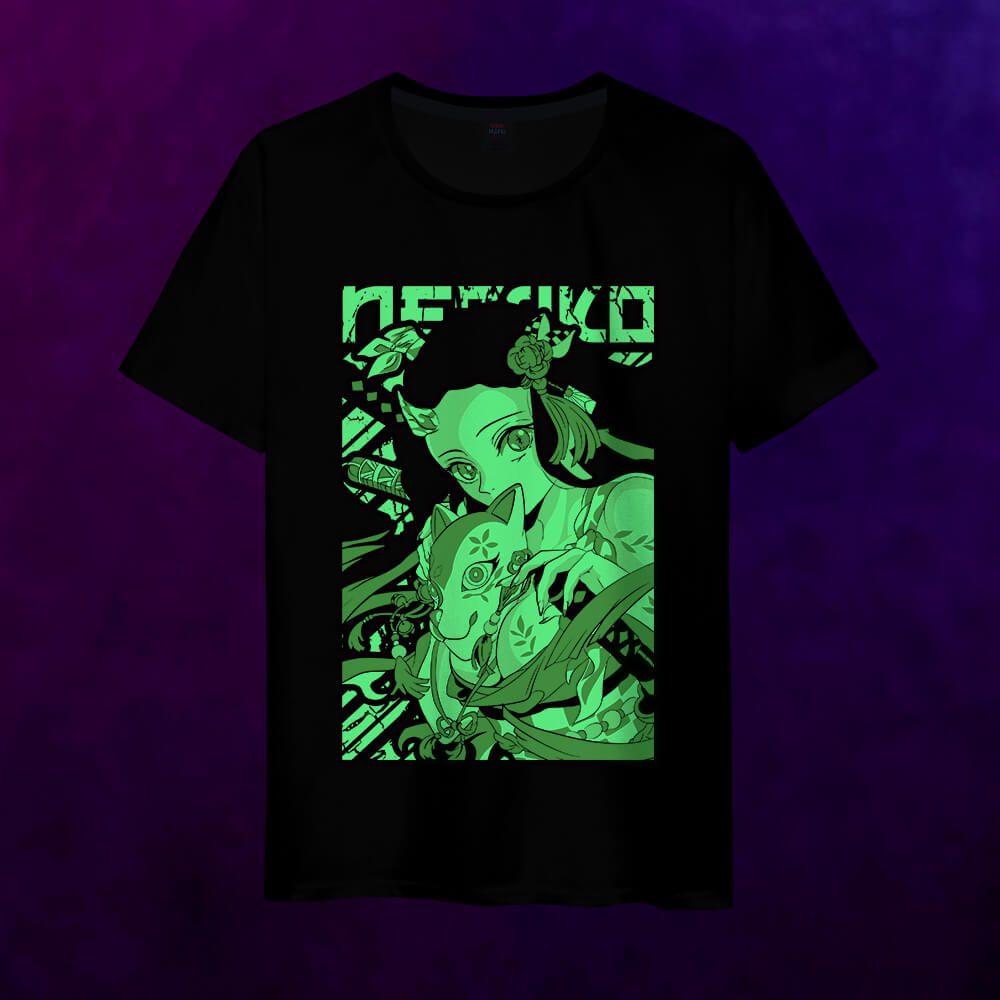 Светящаяся мужская футболка Nezuko kitsune mask - фото 2