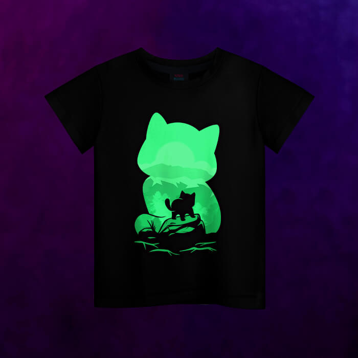 Светящаяся детская футболка Силуэт котёнка - фото 2