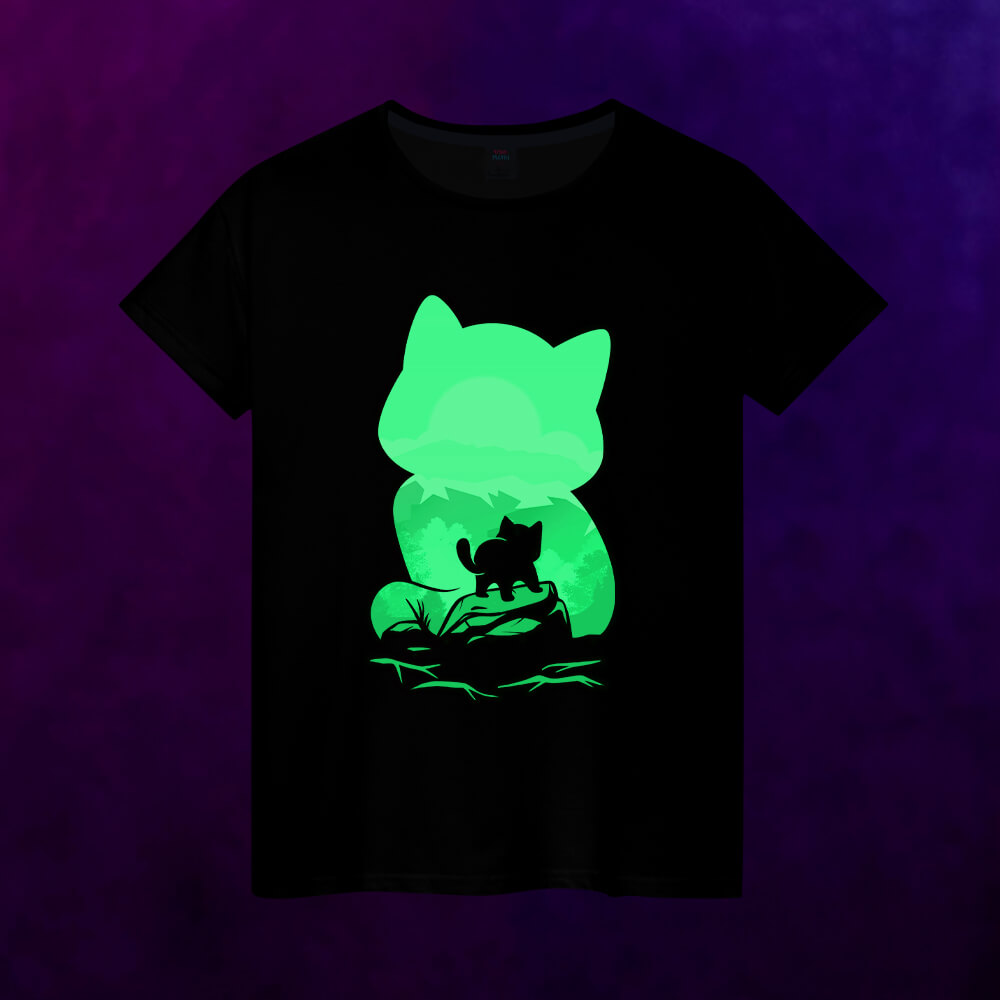Светящаяся женская футболка Силуэт котёнка - фото 2