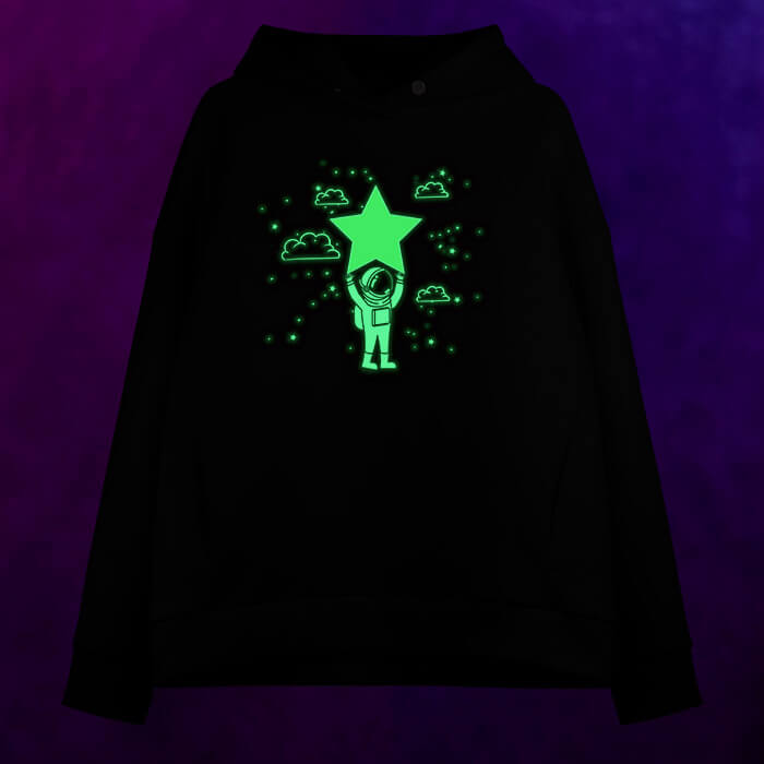 Женское светящееся худи Космонавт и звезда - фото 2