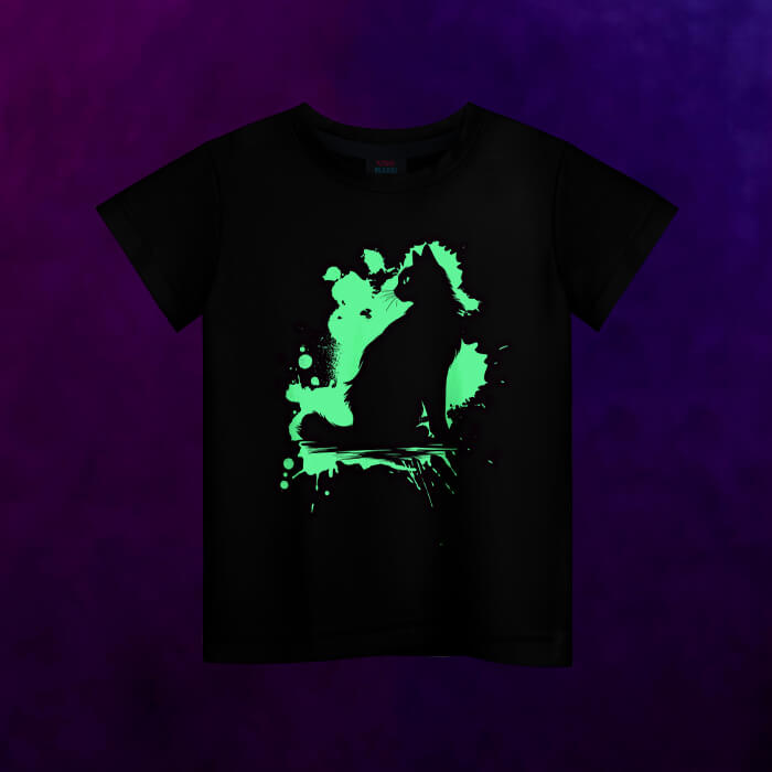 Светящаяся детская футболка Тень котика с брызгами - фото 2