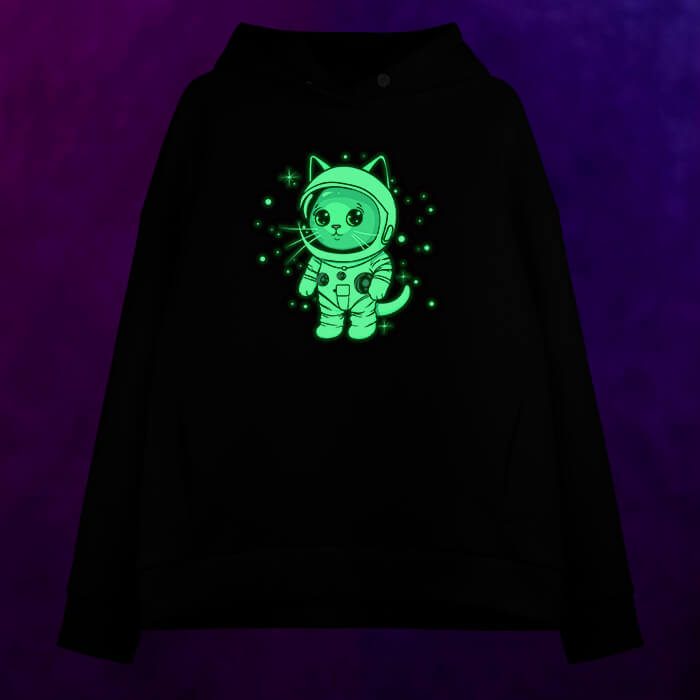 Женское светящееся худи Котик в космосе - фото 2
