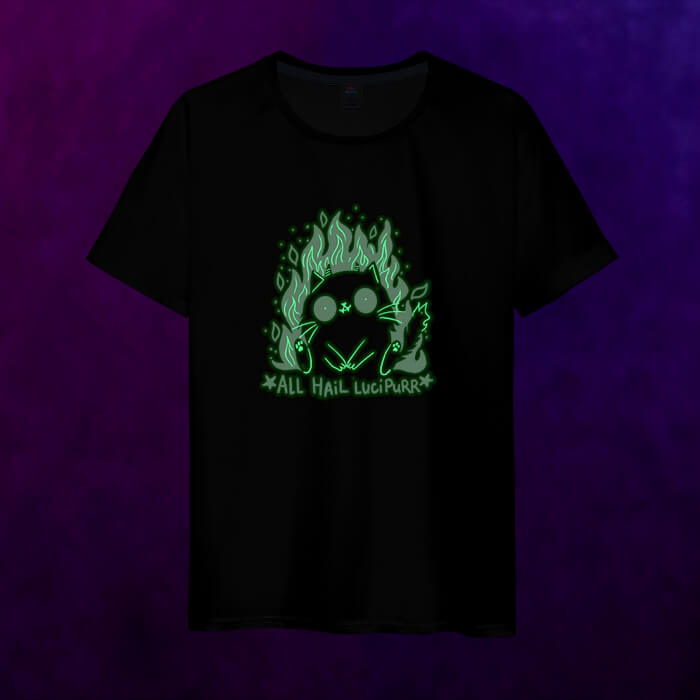 Светящаяся мужская футболка Котик демон - фото 2