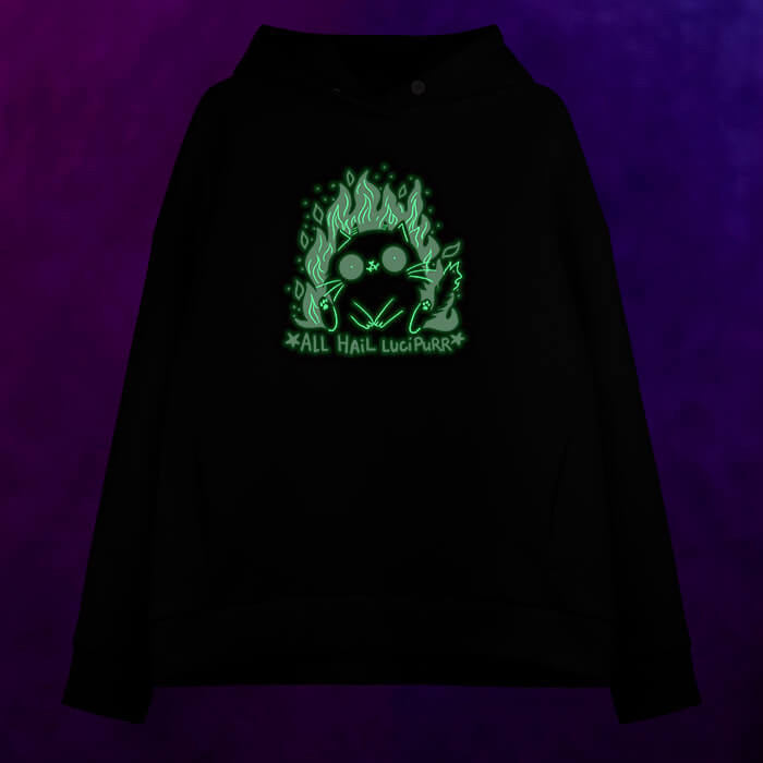 Женское светящееся худи Котик демон - фото 2